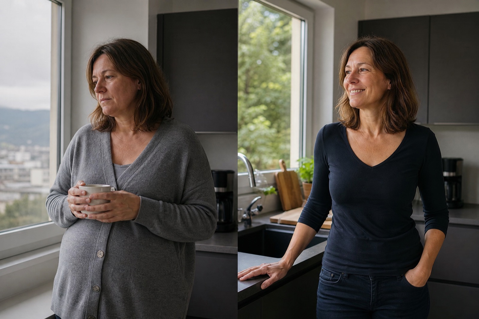 Claudia aus Luzern, vorher und nach vier Monaten