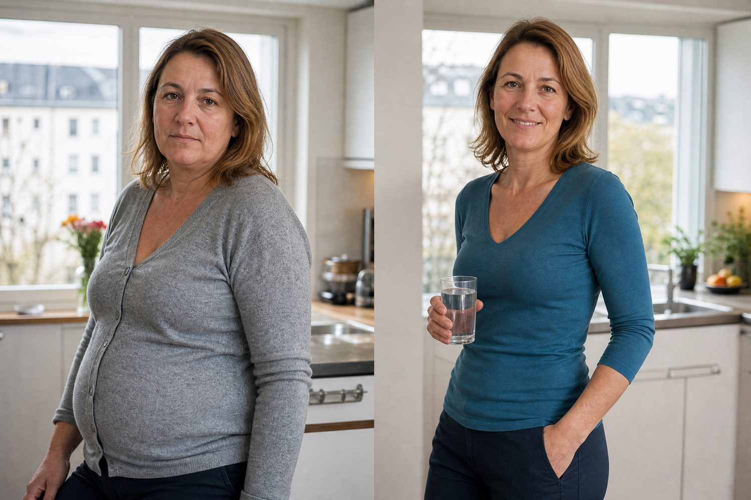 Catherine, de Genève, avant et après trois mois