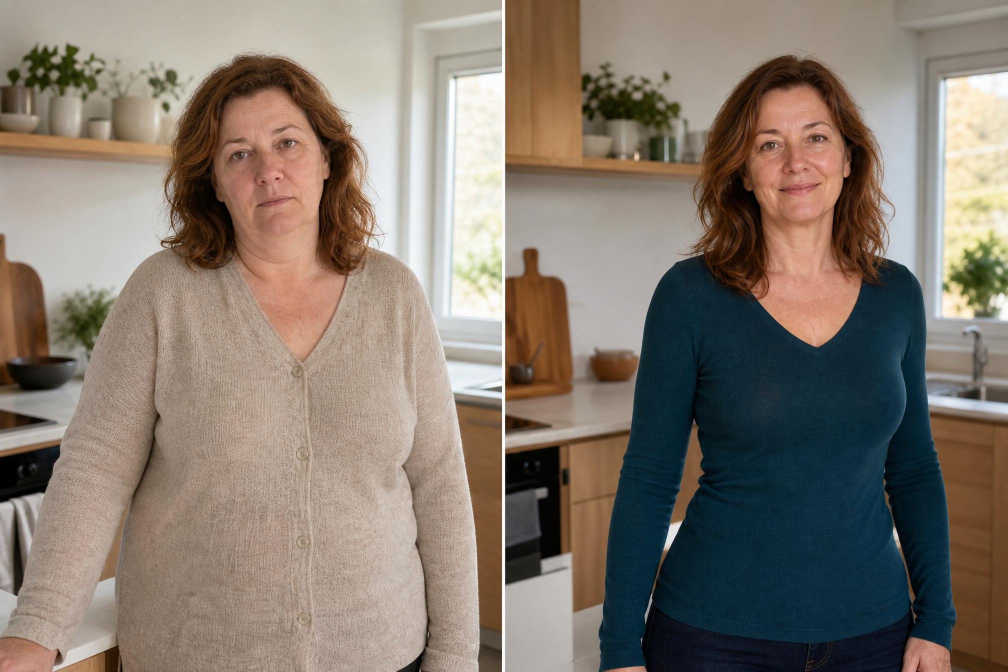 Martine, de Vevey, avant et après douze semaines
