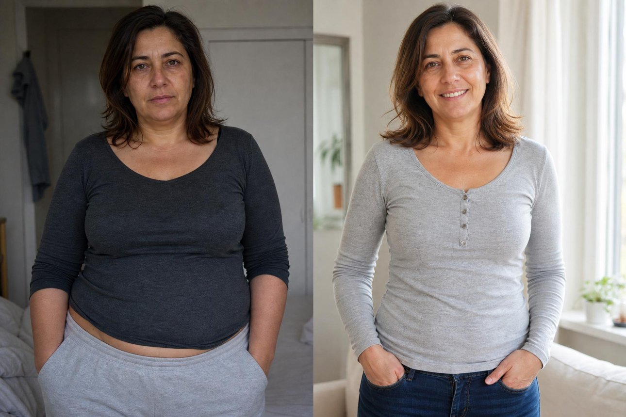 Manuela, di Lugano, prima e dopo tre mesi